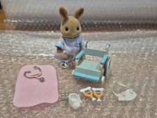 Vintage Sylvanian Families Nurse Rabbit & Wheelchair + Accessories