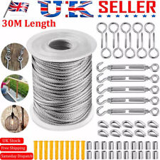 Turnbuckle Wire Tensioner Strainer Kit Garden 30M Stainless Steel Wire Rope Kit