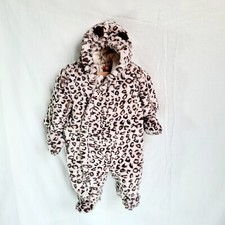 Mothercare leopard print pram suit/snowsuit 0-3 months, built in mittens, cute.