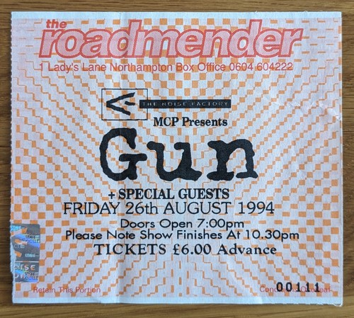 Gun roadmender concert - gun, ticket