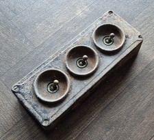 Crabtree 3 Gang Vintage Cast Industrial Light Switch (Reclaimed, Salvage)