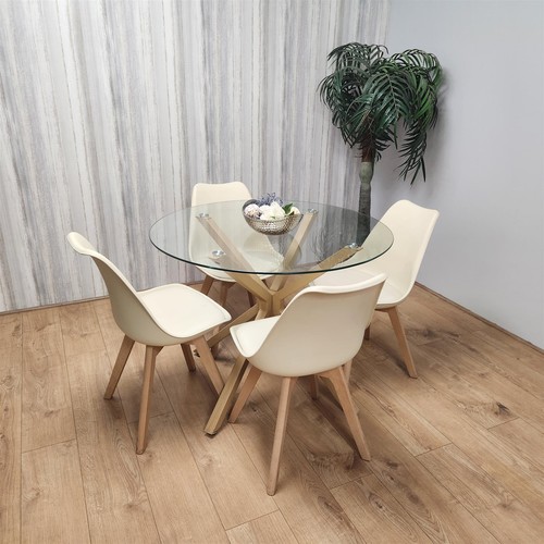 Round clear glass dining table - round,