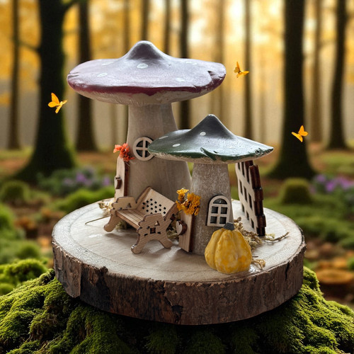 Red mushroom toadstool cottage - red,