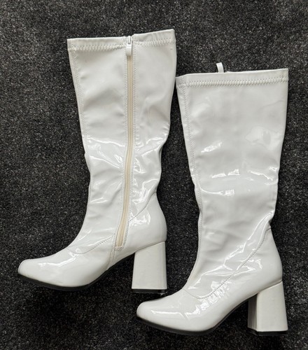 Ladies white knee high patent - knee,