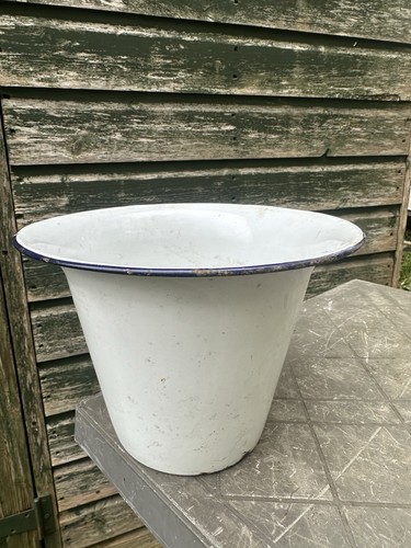 Vintage enamel tall bowl - vintage,