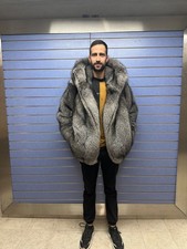 Luxury Full Skin Frost Fox Fur Mens Bomber Real Fur Jacket Frost  Fox With Hood