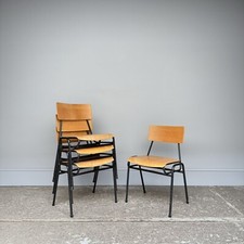 🚚 We Deliver - 50 Available - Vintage Plywood Stacking Chairs - Cafe Bar