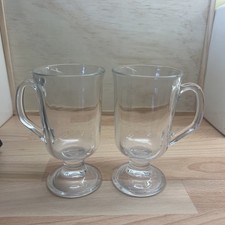 2 x Clear Glass Irish Coffee Drinking Glasses 