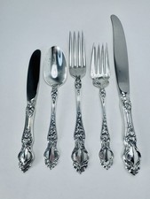 R Wallace & Sons Sterling Silver Flatware Violet Pattern 5 Place Setting No Mono