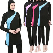Womens Muslim Swimwear Modest Islamic Full Cover Burkini Beach Swimming Costume