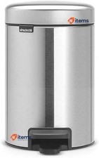 Brabantia 112164 Pedal Bin newIcon with Plastic Inner Bucket, 3 L-Matt Steel