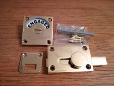 BRASS VACANT ENGAGED TOILET BATHROOM DOOR LOCK INDICATOR BOLT SLIDING RESTROOM  