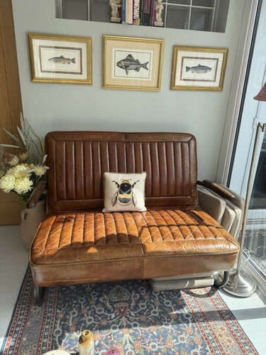 Vintage brown leather sofa - vintage,