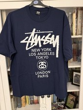Stussy World Tour T Shirt Navy