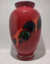 VINTAGE POOLE POTTERY ENGLAND HIGH GLOSS "VOLCANO" VASE - 8-1/2” TALL 