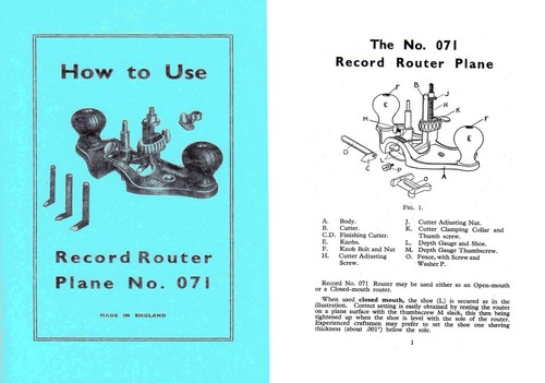 Record 071 router plane - plane, manual