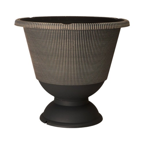 Plastic round brown urn plant - plastic,