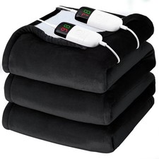 Heated Electric Blanket King Size - 90" x 100" Heating King, Ebony 