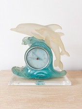 Vintage 1995 Juliana Quartz Dolphin Clock Glass Ornament Working Kitsch