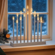 Christmas Candle Bridge Decoration Silver Light Up Xmas 17 Pipe Battery Home