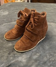 ASH Women’s Trainer Heels Size UK 4 EUR 37 Brown Suede