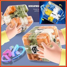3D Maze Cube Puzzle - Large Labyrinth Ball Game with 6-Side Challenge Fidget Toy