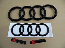 Audi A3 A4 A5 2015 Sline Gloss Black Emblem Badges Set Front273mm Rear 192mm