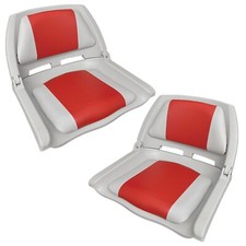 2x Folding Boat Seat Padded Marine Vinyl Grey & Red Yacht Yishing Rib Speedboat
