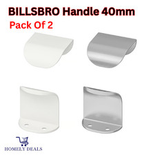 2x IKEA BILLSBRO Handle 40mm Kitchen Cabinet Drawer Door Pulls White And Steel