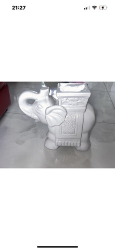 Large white ceramic elephant - white,