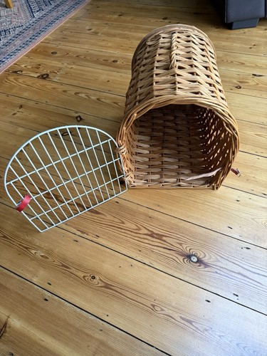 Wicker cat carrier basket - cat,