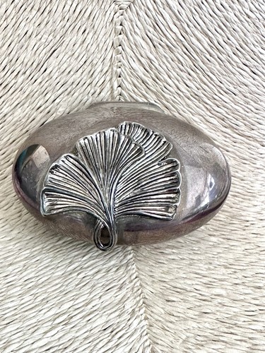 Vintage silver tone metal - tone, oval