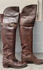 Moda In Pelle  Leather Over Knee Thigh  Boots Brown Distressed 4 Ladies Womens