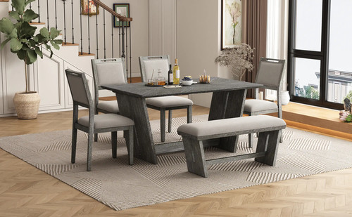 Piece retro dining set - 6-piece, with