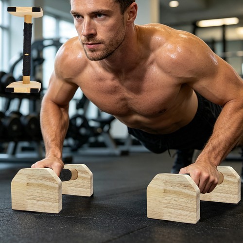 Wooden parallettes bars solid - wooden,