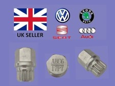 Audi Vw Seat Skoda Locking Wheel Nut Key  ABC 6 Type 17 Splines
