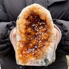 2.86LB Natural Citrine Geode Crystal Cluster Quartz Mineral Specimen Healing