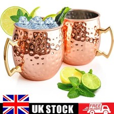 Set of 2 Copper Moscow Mule Mug Cocktail Barrel Bar Tankard Kitchen Barware Cup
