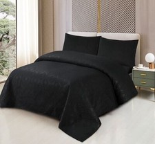 Luxury Pin sonic  Quilted Bedspread Sofa Throw & Pillowcase Double King Bed Set