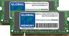 8GB (2 x 4GB) DDR2 800MHz PC2-6400 200-PIN SODIMM MEMORY RAM KIT FOR LAPTOPS