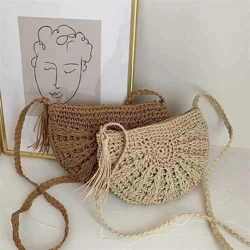 New half round straw bags - half,
