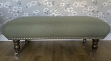 A new footstool in Laura Ashley highland plain wool hedgerow fabric