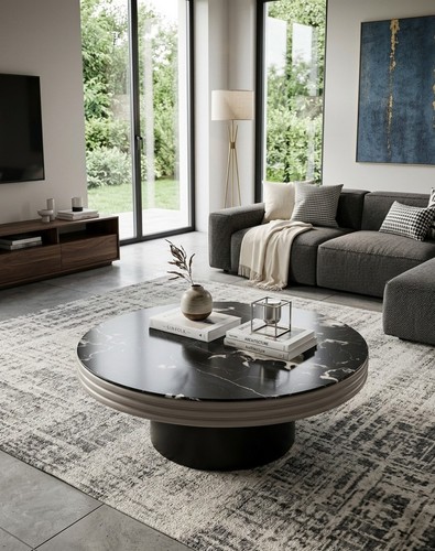 Round marble coffee table - round,