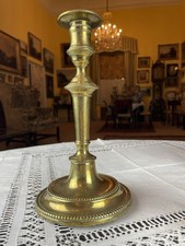 Handsome Lonely Antique Brass C19th Candlestick 22cm Tall