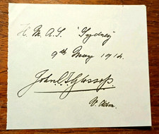 Vice-Admiral John C. T. Glossop (1871-1934) Autograph - Signed & Inscribed Note