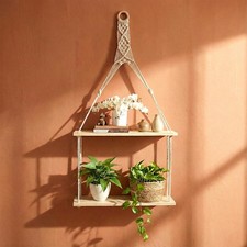 2 Tier Macrame Hanging Shelf