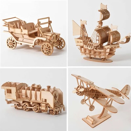 Wooden puzzle airship model - puzzle,