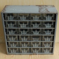 Vintage RAACO Storage Cabinet Grey Metal Plastic Drawers Denmark 28 cm Height