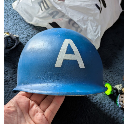 Wwii blue steel helmet - wwii,