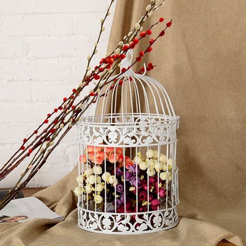 Metal vintage bird cage - cage, white